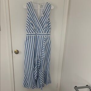 J Crew Blue and White Striped Sleeveless Dress
